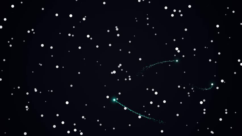 Glowing particles trail across dark space with vibrant streaks