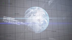 Animation of financial data processing with green lines, globe and grid. global business, finance and data processing concept digitally generated video. - Powered by Shutterstock - Get 15% off with code: PIKWIZARD15