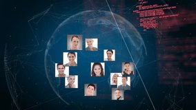 Animation of user photos, data processing and globe on black background. global connections, data processing and technology concept digitally generated video. - Powered by Shutterstock - Get 15% off with code: PIKWIZARD15