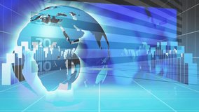 Animation of financial graphs, dollar, rotating globe on navy background. Finance, economy, business, data processing and technology concept digitally generated video. - Powered by Shutterstock - Get 15% off with code: PIKWIZARD15