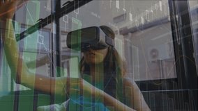 Animation of financial data processing over businessman using vr headset. Global sports fitness and data processing concept digitally generated video. - Powered by Shutterstock - Get 15% off with code: PIKWIZARD15