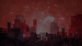 Animation of financial data processing and statistics over cityscape. Global business, finance, data processing and connections concept digitally generated video. - Powered by Shutterstock - Get 15% off with code: PIKWIZARD15