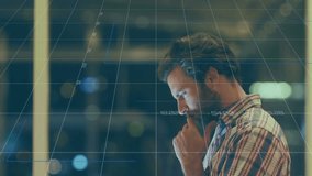 Animation of financial data processing over businessman using tablet. Global connections, business, finance, computing and data processing concept digitally generated video. - Powered by Shutterstock - Get 15% off with code: PIKWIZARD15