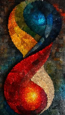 Artistic Spiral Mosaic Pattern With Vibrant Rainbow Colors and Textured Wood Grain Block Details, Made of Cubes
