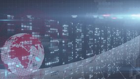Animation of globe, data processing and lights over black background. data processing and technology concept digitally generated video. - Powered by Shutterstock - Get 15% off with code: PIKWIZARD15