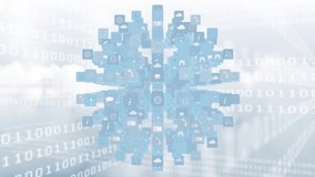 Animation of data processing over business people. Global connections business digital interface technology and networking concept digitally generated video. - Powered by Shutterstock - Get 15% off with code: PIKWIZARD15