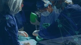 Animation of network of connections over surgeons in operating theater. Medical and healthcare technology concept digitally generated video. - Powered by Shutterstock - Get 15% off with code: PIKWIZARD15