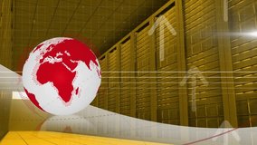 Animation of arrows and globe over server room. Global business and digital interface concept digitally generated video. - Powered by Shutterstock - Get 15% off with code: PIKWIZARD15