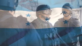 Animation of caucasian soldiers over flag of honduras. Global patriotism and digital interface concept digitally generated video. - Powered by Shutterstock - Get 15% off with code: PIKWIZARD15