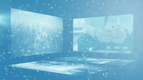 Animation of data processing over dna strand on blue background. Global technology, computing and digital interface concept digitally generated video. - Powered by Shutterstock - Get 15% off with code: PIKWIZARD15