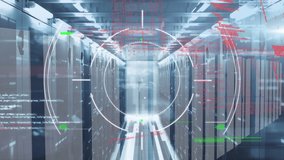 Animation of data processing and scope scanning over server room. global technology, data processing and digital interface concept digitally generated video. - Powered by Shutterstock - Get 15% off with code: PIKWIZARD15