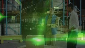 Animation of data processing over diverse female and male warehouse workers. business, technology and delivery services concept digitally generated video. - Powered by Shutterstock - Get 15% off with code: PIKWIZARD15
