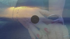 Animation of biological data and network of connections over caucasian woman using smartwatch. health and efficiency analysis, digital interface and technology concept digitally generated video. - Powered by Shutterstock - Get 15% off with code: PIKWIZARD15