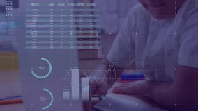 Animation of data processing over schoolboy in classroom. Global education and digital interface concept digitally generated video. - Powered by Shutterstock - Get 15% off with code: PIKWIZARD15