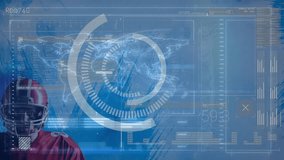 Animation of computer data processing over american football player. Global sports, computing and data processing concept digitally generated video. - Powered by Shutterstock - Get 15% off with code: PIKWIZARD15