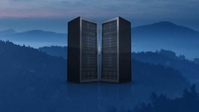 Animation of icons and servers over landscape. global connection, connections, data processing and digital interface concept digitally generated video. - Powered by Shutterstock - Get 15% off with code: PIKWIZARD15