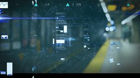 Animation of qr code with graphs and dots interconnecting with lines over subway station platform. Digital composite, multiple exposure, infographic, investment, futuristic and technology concept. - Powered by Shutterstock - Get 15% off with code: PIKWIZARD15