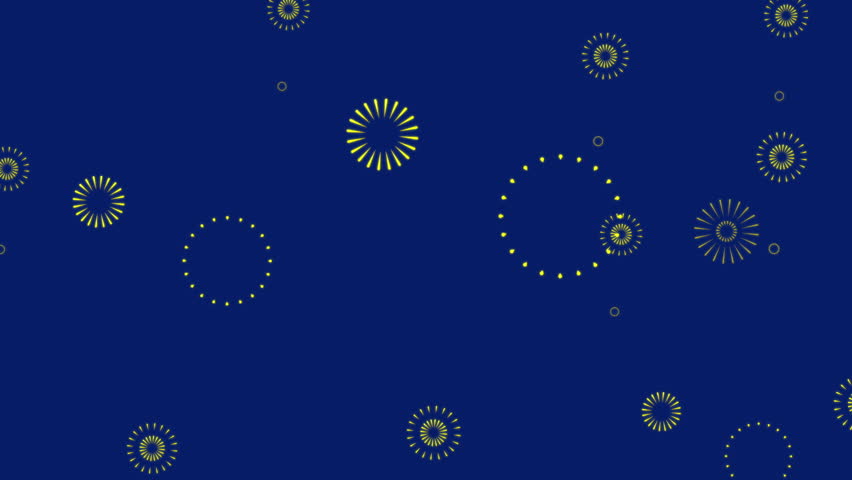 Yellow Firework Bursts and Circle Line Explosions Seamless Loop