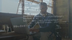 The man is using a laptop at home. Global business finances data processing and digital interface concept digitally generated video. - Powered by Shutterstock - Get 15% off with code: PIKWIZARD15