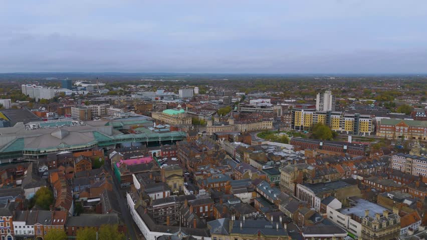 Aerial footage of downtown district of Hull, England. Kingston upon Hull, usually shortened to Hull, is a historic maritime city and unitary authority area in the East Riding of Yorkshire, England.