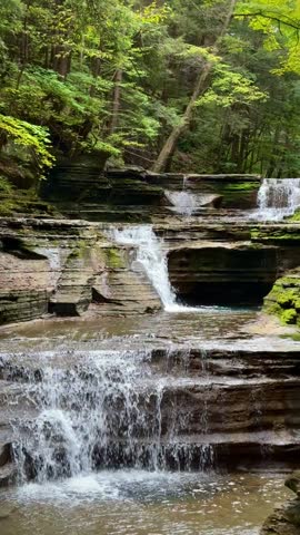 Close-Up of Beautiful Water in Forested Gorge (Buttermilk Falls State Park, Ithaca, New York, USA)