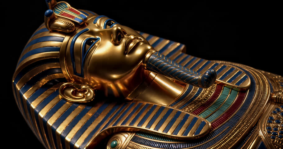 Ancient Golden Tutanchamun Statue Intricate Details