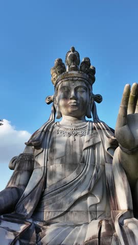 Golden Buddha Statue in Nature at Japanese Temple
