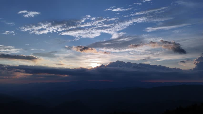 Beautiful dramatic sunset over mountain landscape