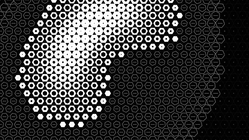 Monochrome Geometric Kinetic Hexagon Aperture Wall 4K Seamless Loop