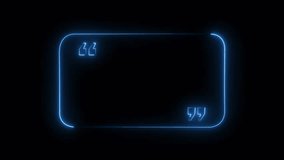 Abstract glowing blue neon rounded rectangle frame with animated quotation marks. Digital text box. Creative quote graphic. Modern UI design. 4K looping background. - Powered by Shutterstock - Get 15% off with code: PIKWIZARD15