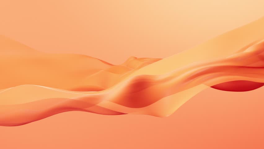 Cinematic soft orange wave flowing in slow motion abstract dynamic fabric movement background 3d render