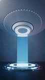 Futuristic stage with glowing blue light beam and circular platform for product display in a science fiction setting - Powered by Shutterstock - Get 15% off with code: PIKWIZARD15