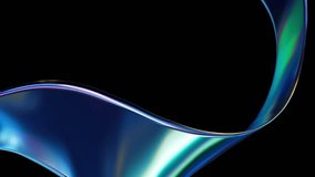 Waving iridescent ribbon, dark background. Dynamic abstract 3D render. Holographic colors, fluid motion, elegant texture. Modern backdrop, creative projects, technology, luxury, art. - Powered by Shutterstock - Get 15% off with code: PIKWIZARD15