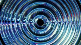 Abstract holographic ripple background. Dynamic metallic concentric circles with vibrant blue, cyan, magenta light effects, chromatic aberration. Modern, futuristic, technology backdrop. Ideal for - Powered by Shutterstock - Get 15% off with code: PIKWIZARD15