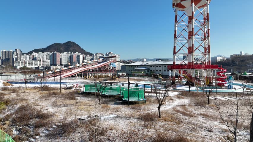 Chun Cheon city view, drone, Gangwon-do, South Korea