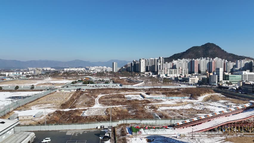 Chun Cheon city view, drone, Gangwon-do, South Korea