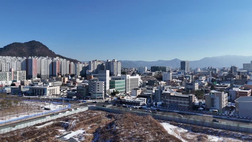 Chun Cheon city view, drone, Gangwon-do, South Korea