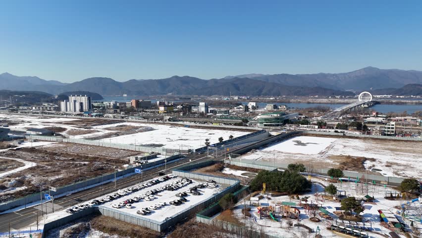Chun Cheon city view, drone, Gangwon-do, South Korea