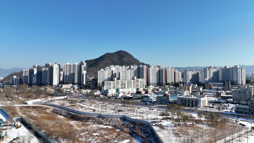Chun Cheon city view, drone, Gangwon-do, South Korea