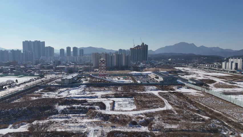 Chun Cheon city view, drone, Gangwon-do, South Korea