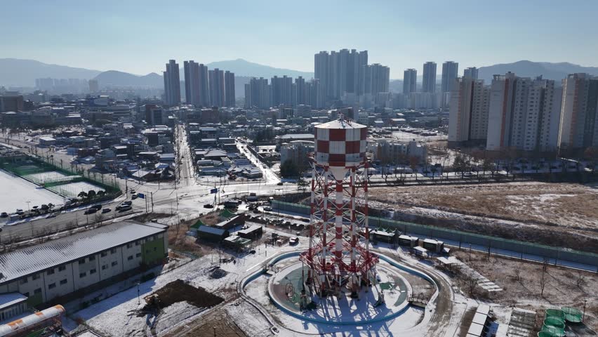 Chun Cheon city view, drone, Gangwon-do, South Korea