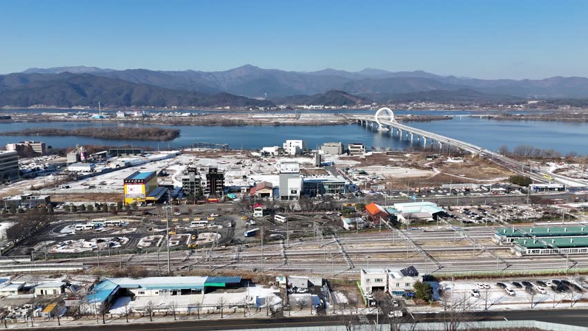 Chun Cheon city view, drone, Gangwon-do, South Korea