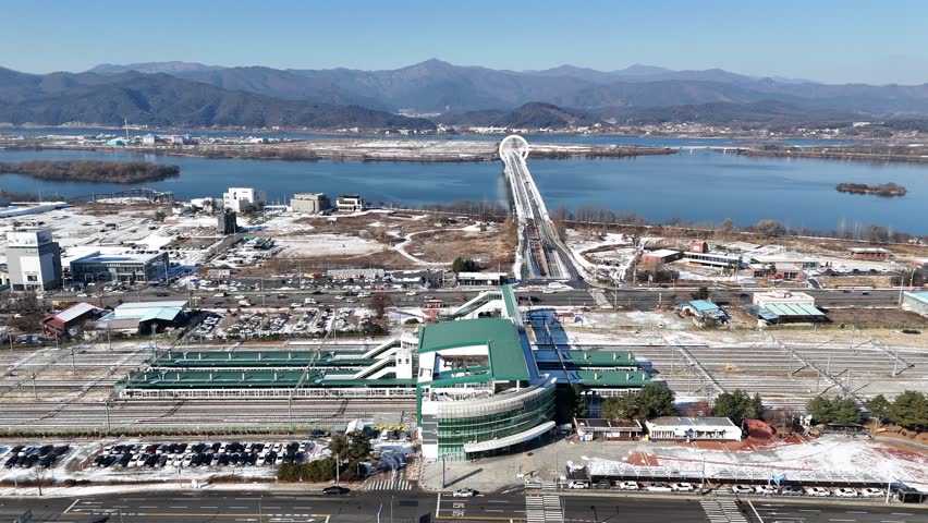 Chun Cheon city view, drone, Gangwon-do, South Korea
