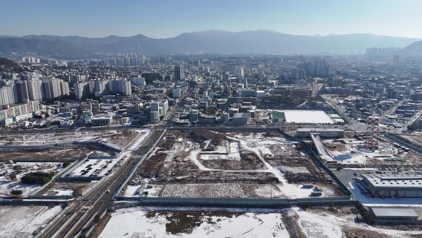 Chun Cheon city view, drone, Gangwon-do, South Korea