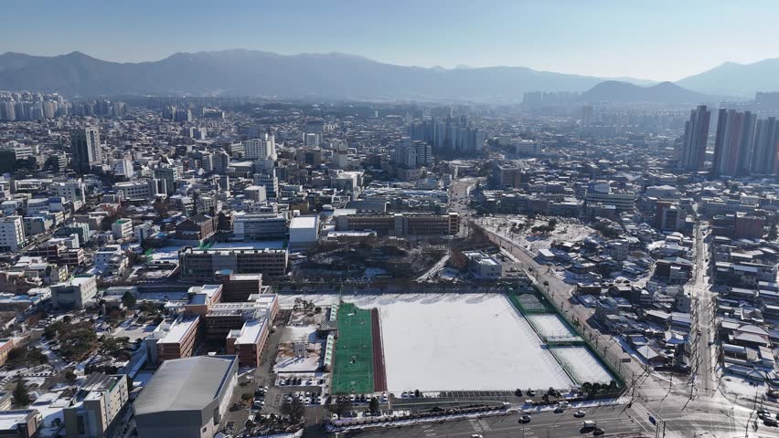 Chun Cheon city view, drone, Gangwon-do, South Korea