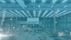 Animation of statistics and financial data processing over warehouse. global shipping, finance, business and data processing concept digitally generated video. - Powered by Shutterstock - Get 15% off with code: PIKWIZARD15