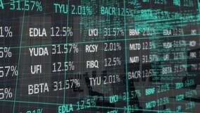 Animation of financial data processing over cityscape. Global finance business and digital interface concept digitally generated video. - Powered by Shutterstock - Get 15% off with code: PIKWIZARD15