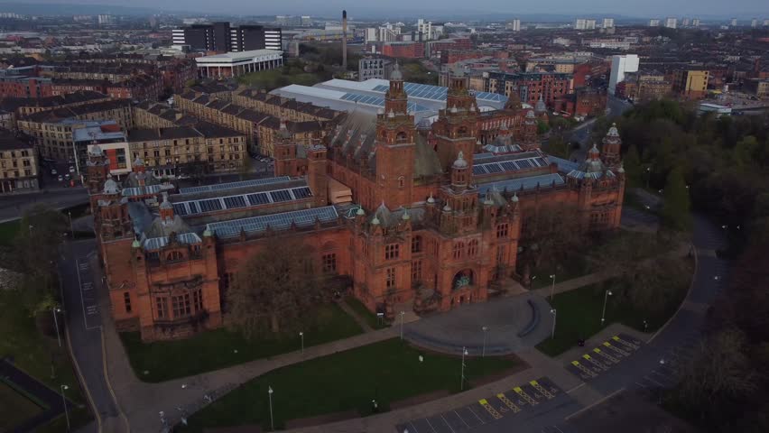 Kelvingrove Art Gallery Aerial View in Glasgow.