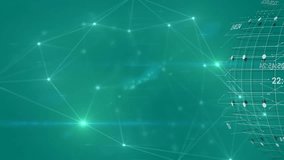 Animation of globe, connections and lights on green background. Global network, connections, data processing and technology concept digitally generated video. - Powered by Shutterstock - Get 15% off with code: PIKWIZARD15
