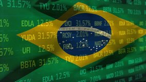 Animation of data processing over flag of brazil. Global patriotism and digital interface concept digitally generated video. - Powered by Shutterstock - Get 15% off with code: PIKWIZARD15